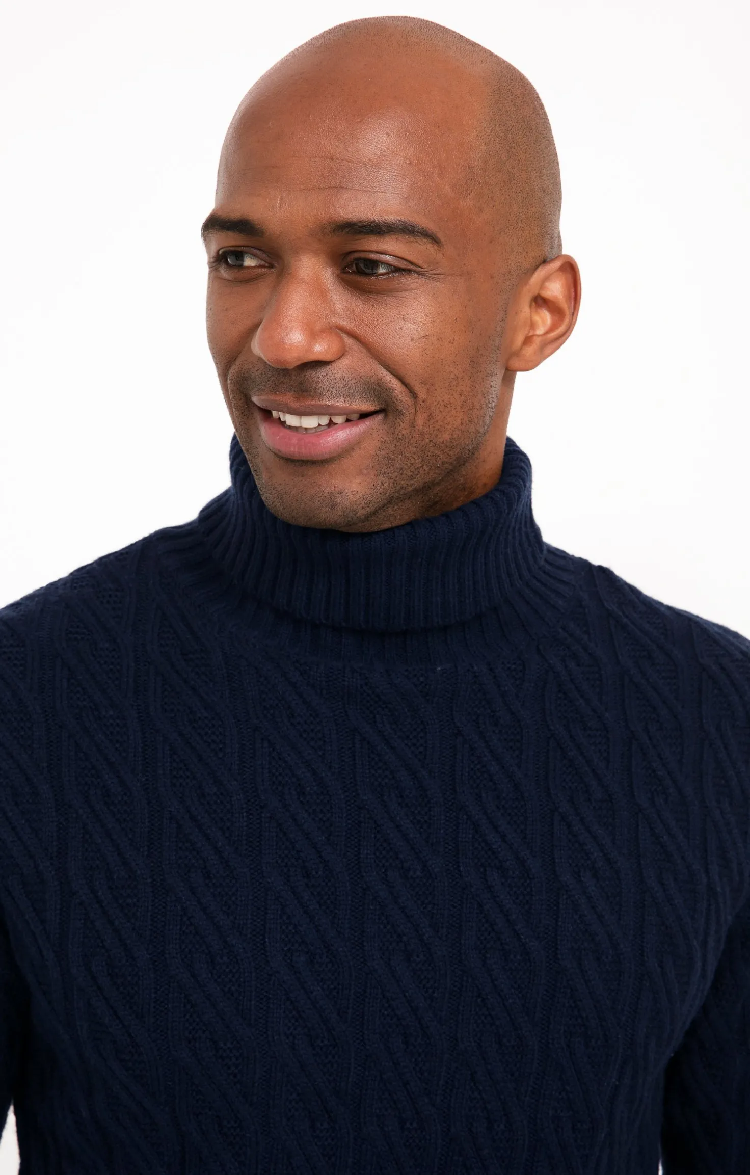Armand Thiery Col roulé avec tricotage fantaisie - Marine Shop