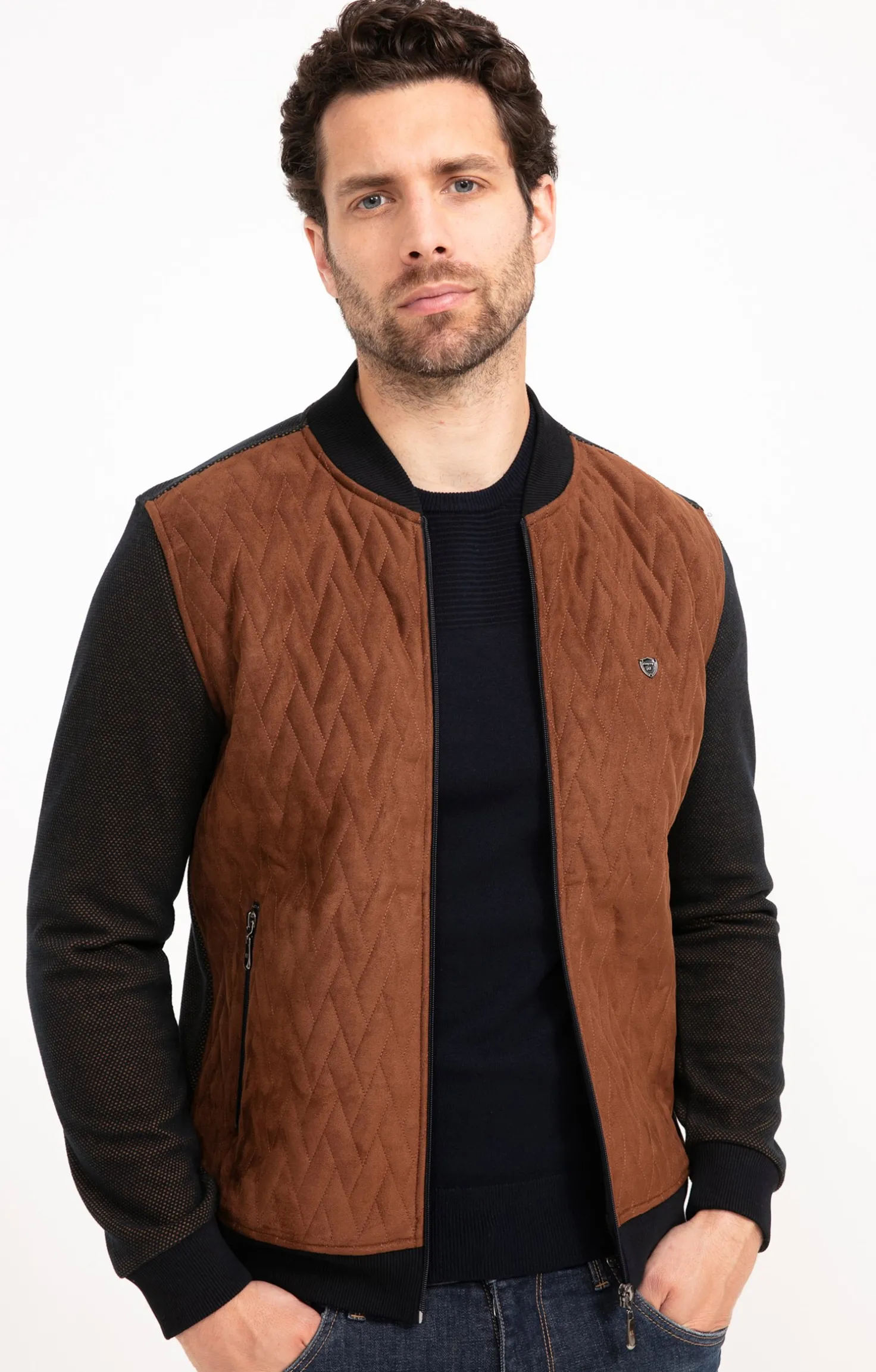 Armand Thiery Gilet manches longues Teddy color - Marron Outlet