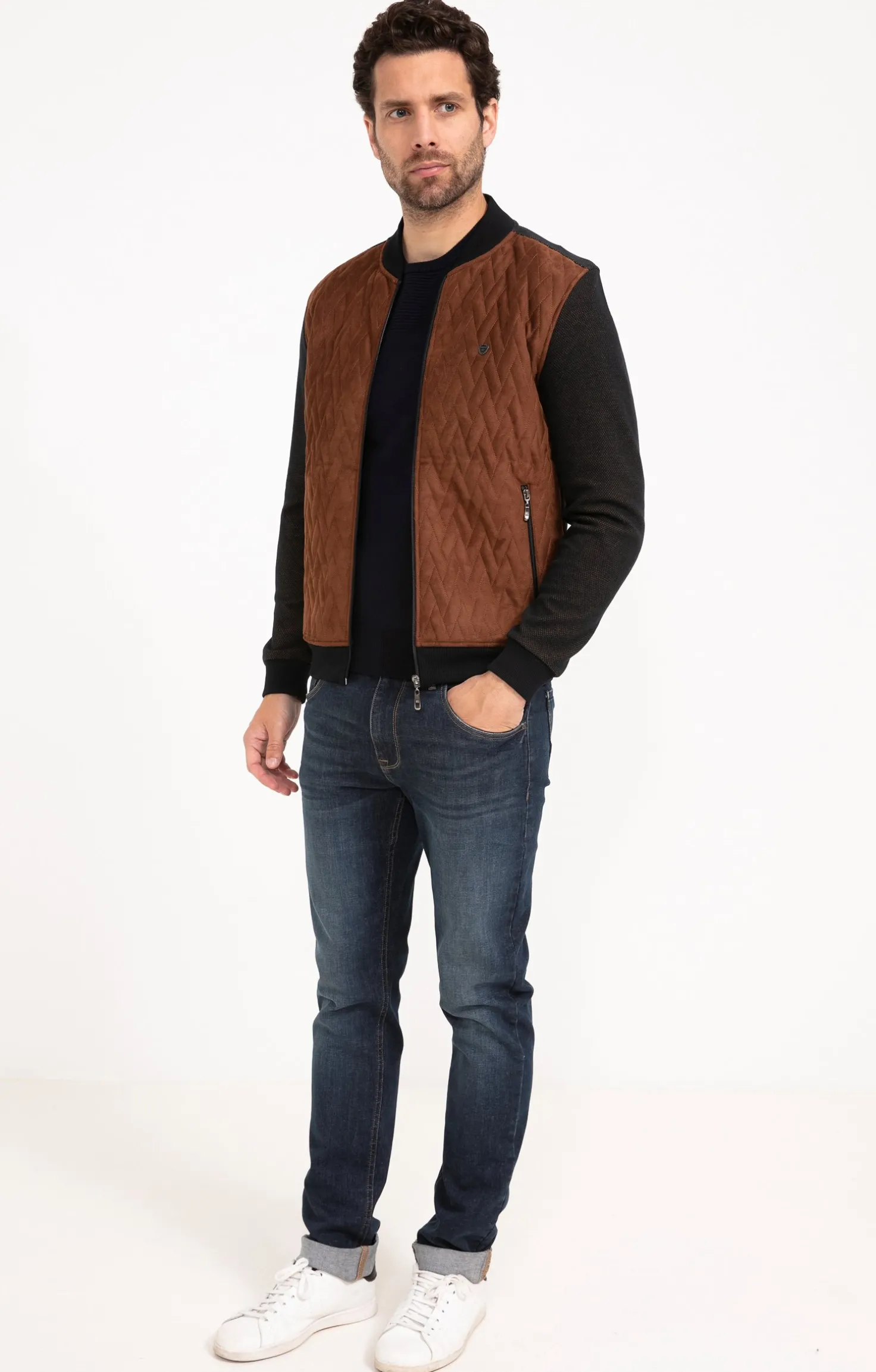 Armand Thiery Gilet manches longues Teddy color - Marron Outlet