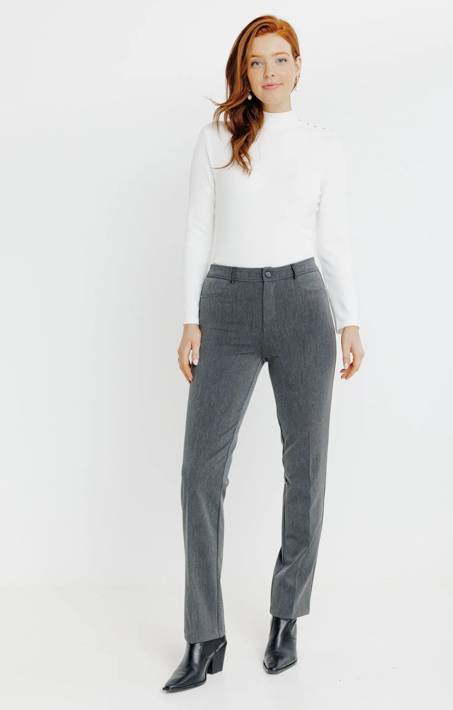 Armand Thiery Pantalon montage lorenzo détails strass - Anthracite Best Sale
