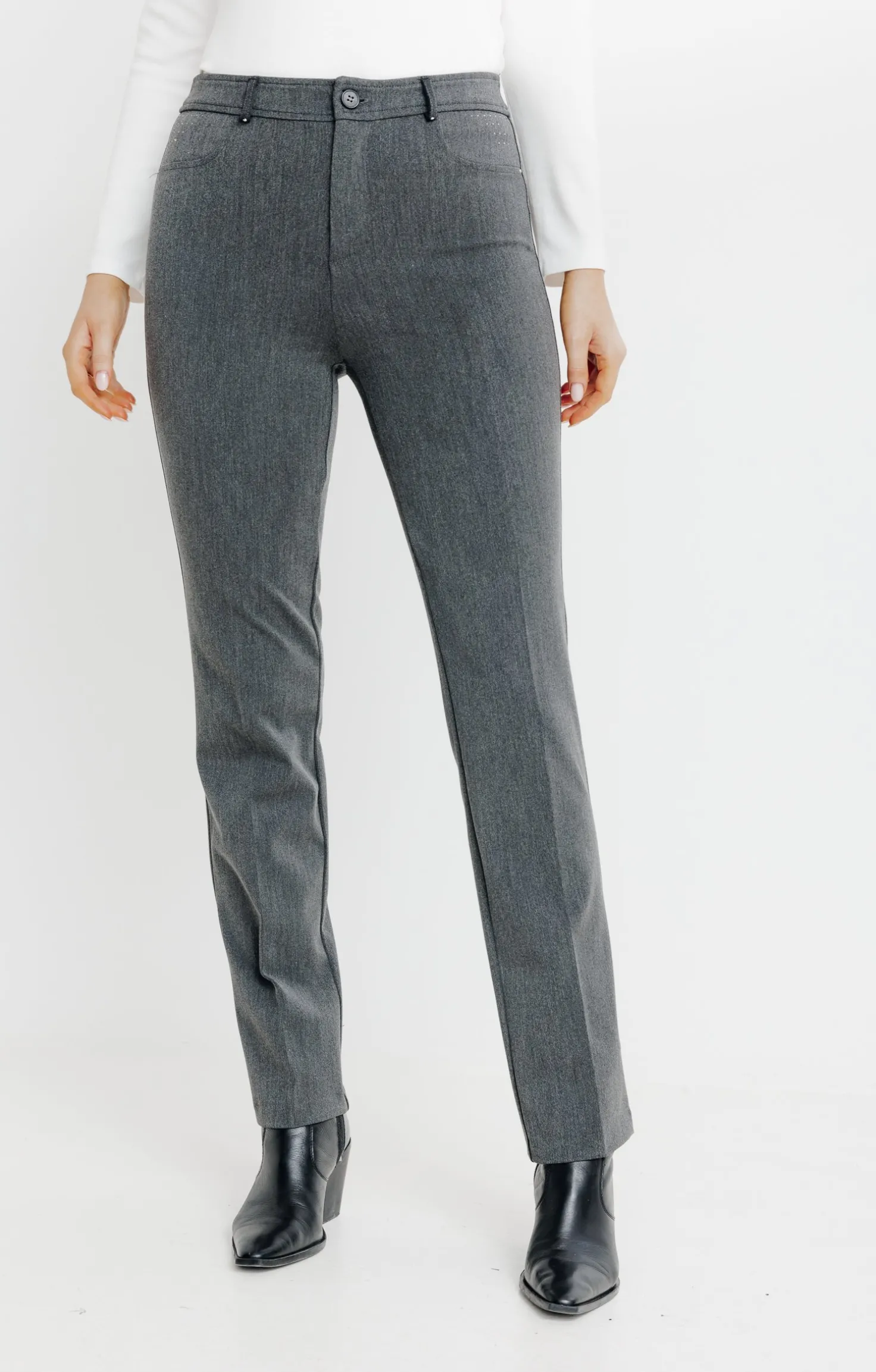 Armand Thiery Pantalon montage lorenzo détails strass - Anthracite Best Sale