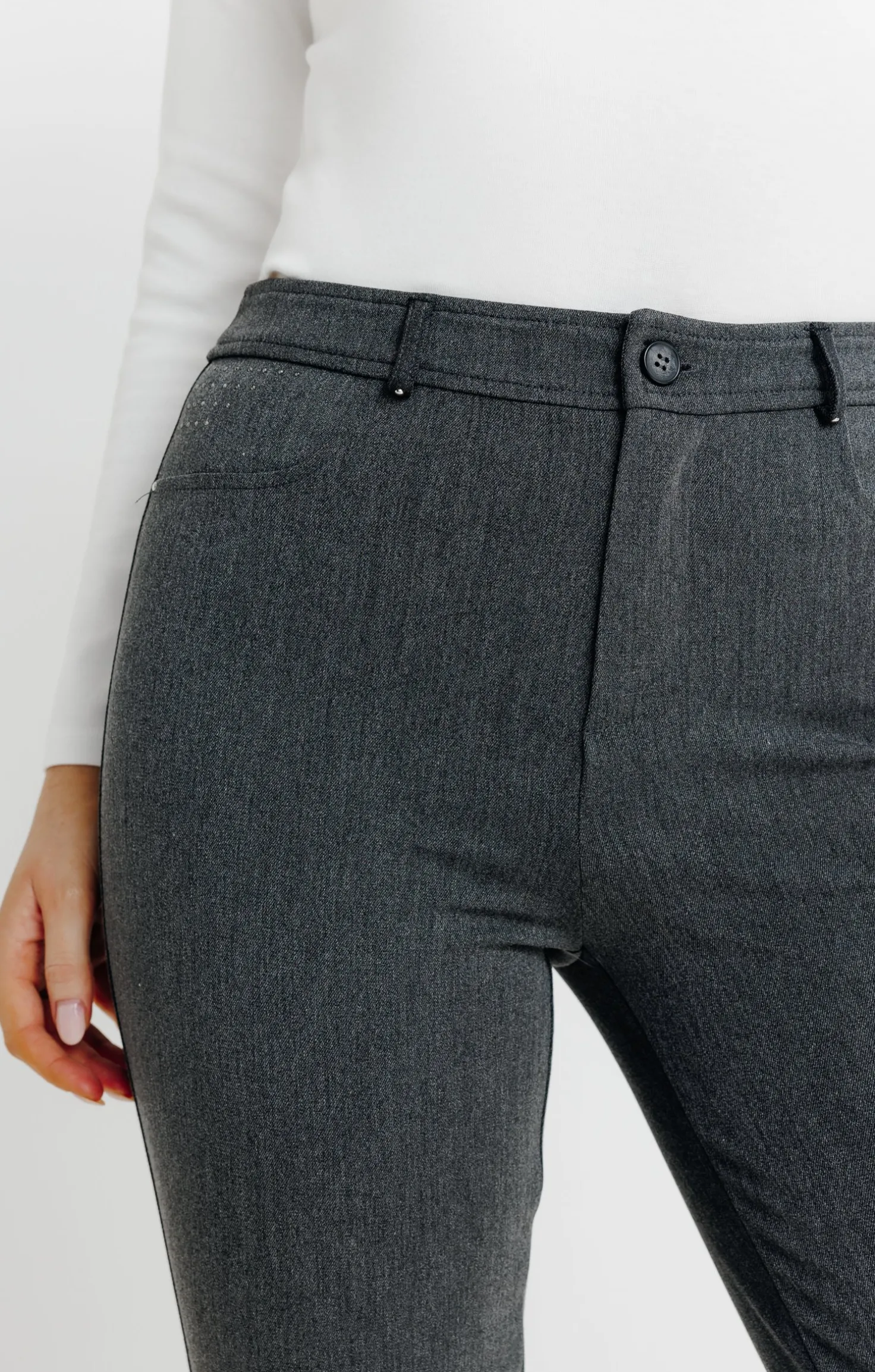 Armand Thiery Pantalon montage lorenzo détails strass - Anthracite Best Sale