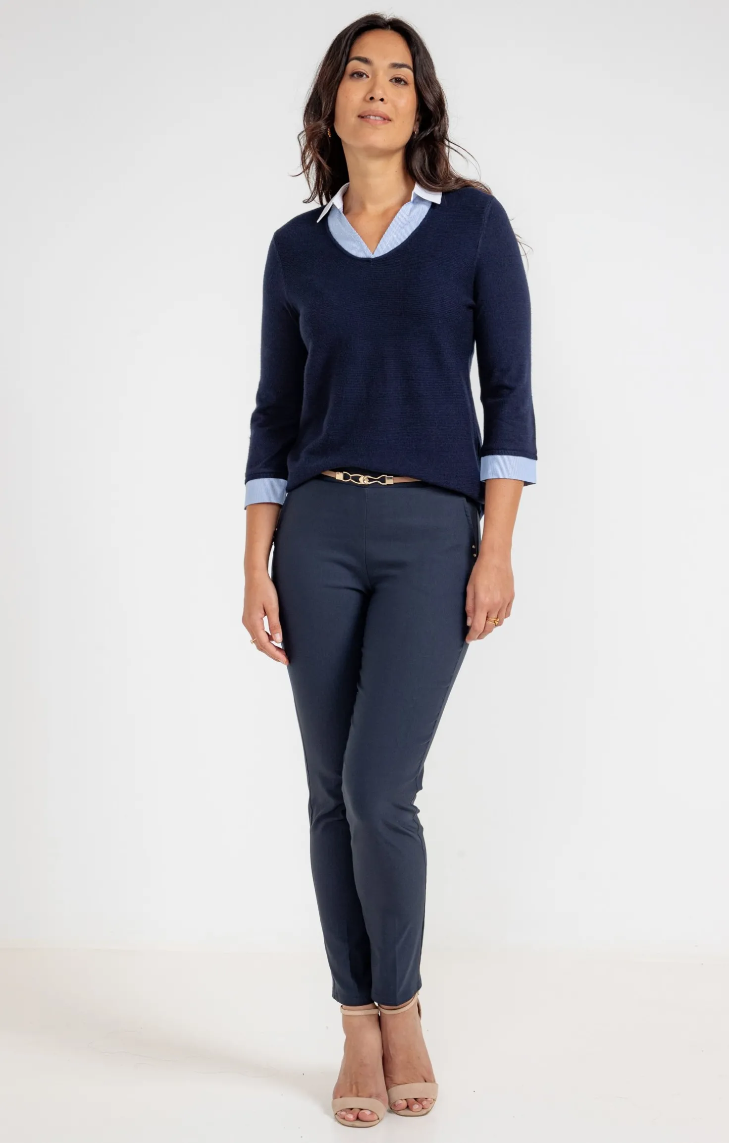Armand Thiery Pull 2-en-1 bicolore avec strass - Marine Hot