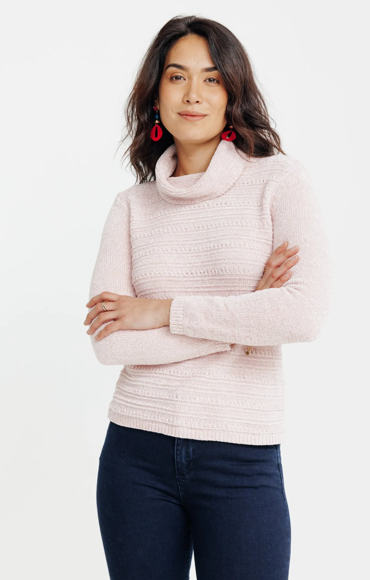 Armand Thiery PULL EN CHENILLE TRICOTAGE FANTAISIE - Rose Flash Sale