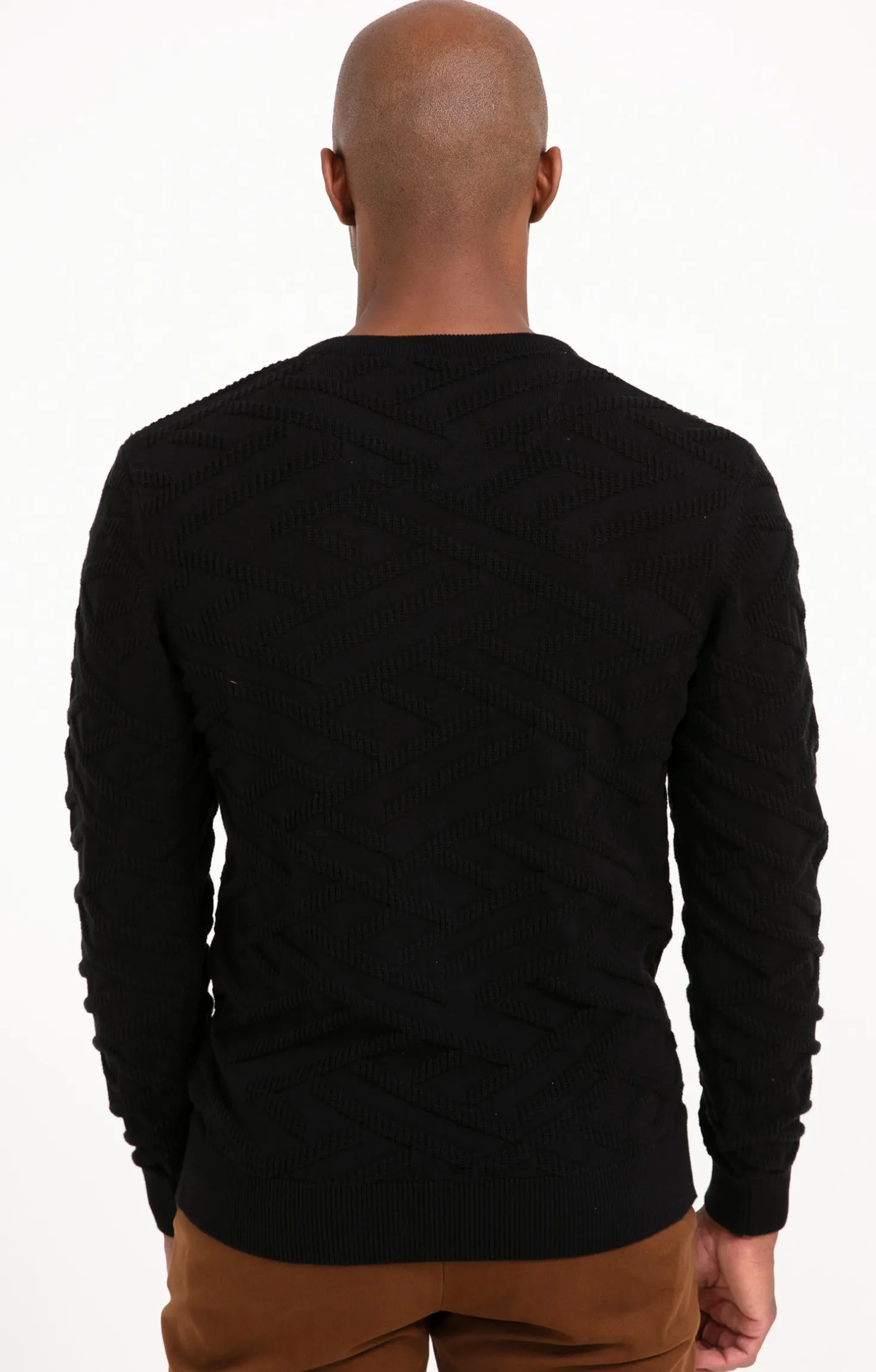Armand Thiery Pull uni tricotage fantaisie - Noir Discount