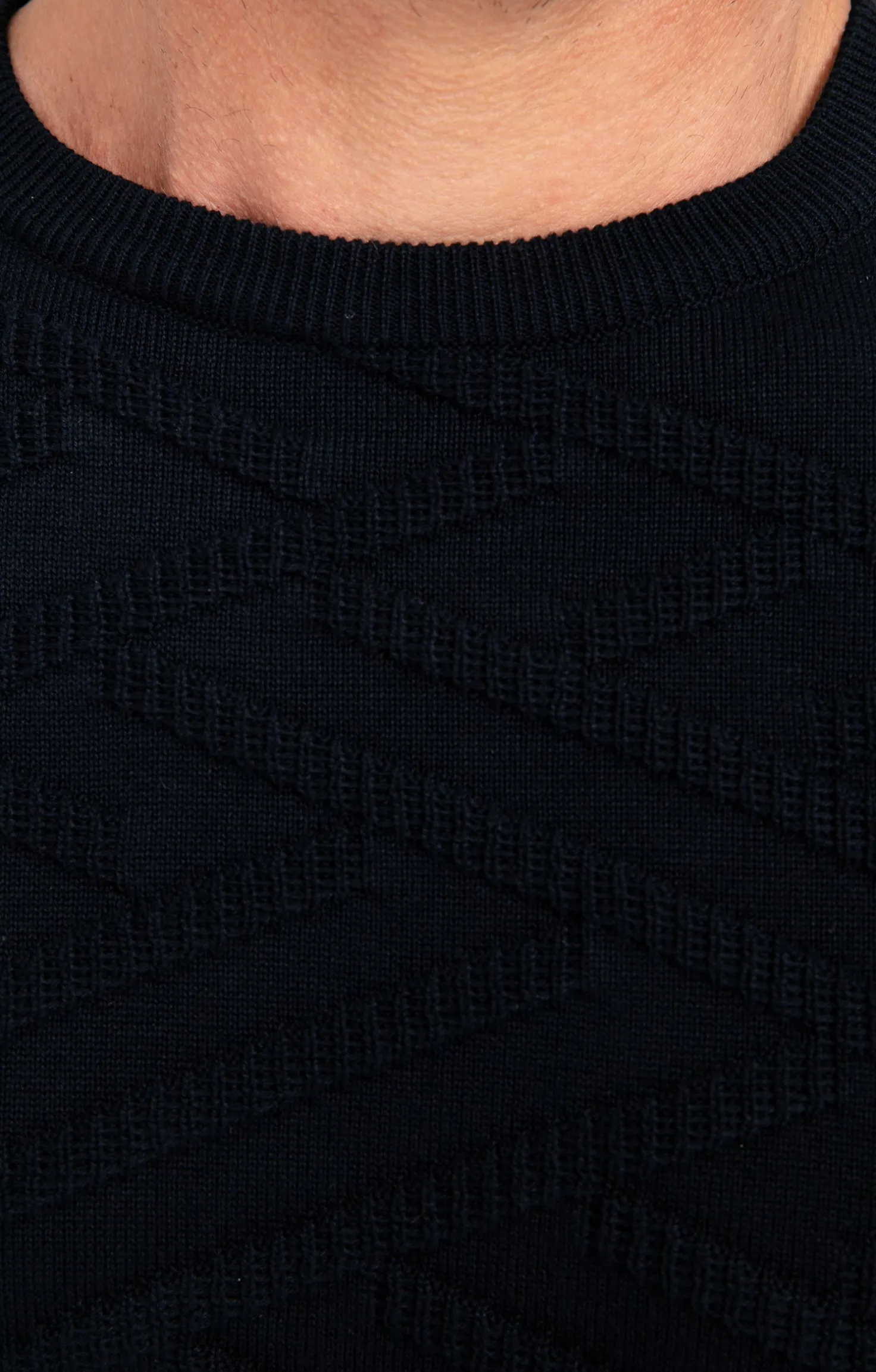 Armand Thiery Pull uni tricotage fantaisie - Marine Best