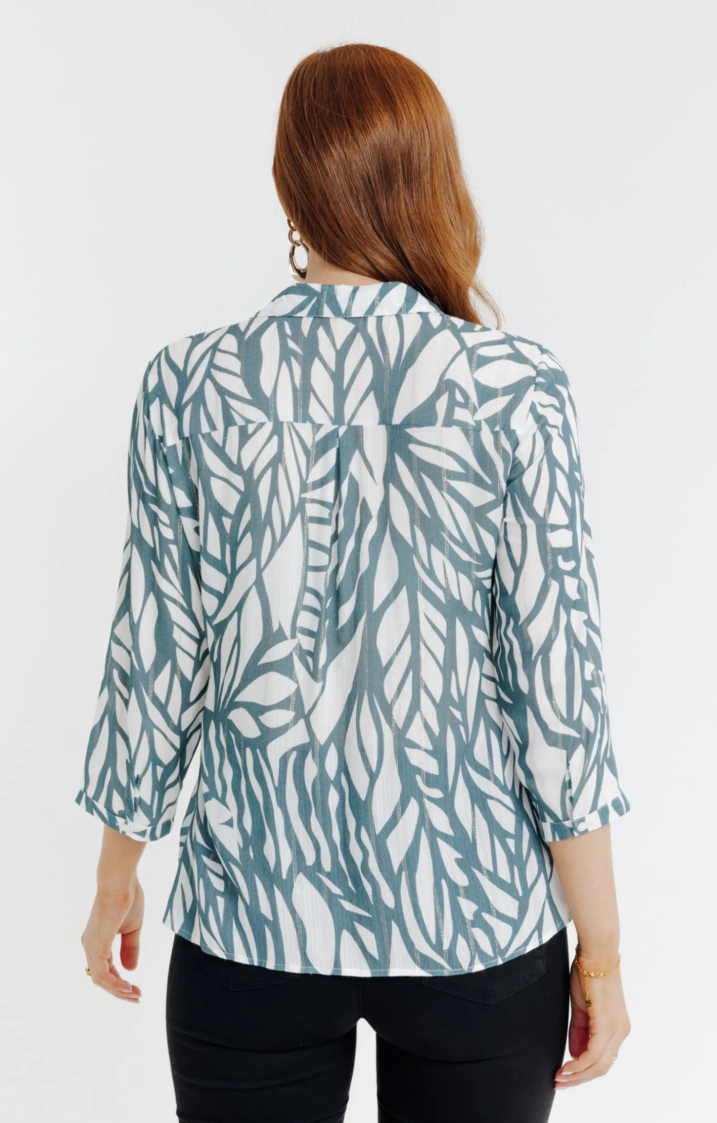Armand Thiery Tunique imprimée bicolore col chemise - Tilleul Discount