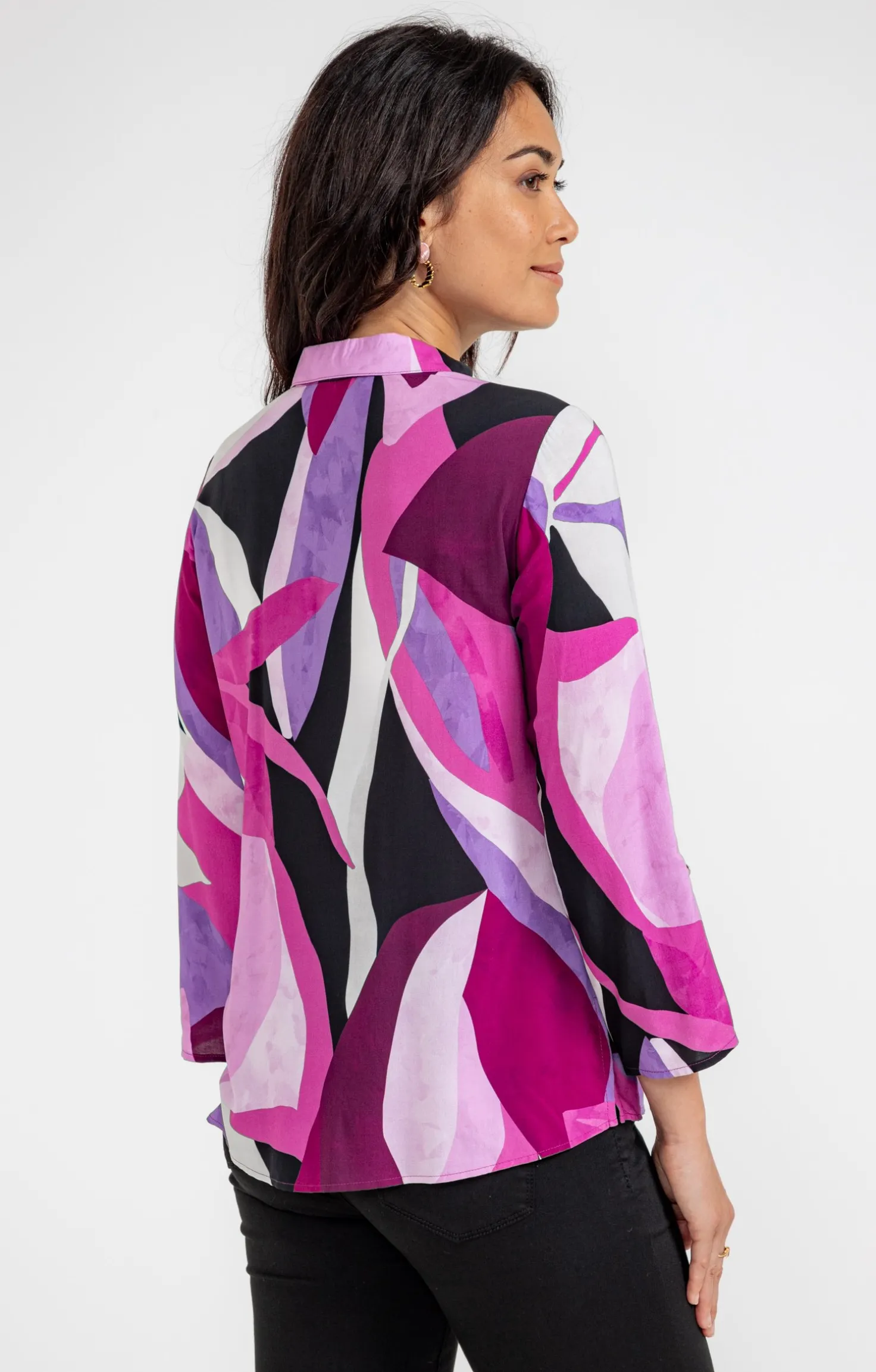 Armand Thiery TUNIQUE IMPRIME COLORE COL CHEMISE - Aubergine Hot